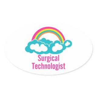 Cloud Rainbow Surgical Technologist Oval Sticker
