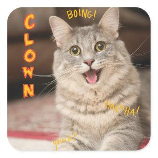 Clown Cat Square Sticker