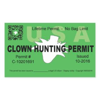 Clown Hunting Permit (Green) (4x) Rectangular Sticker