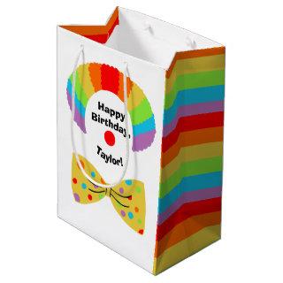 Clown with Rainbow Wig Personalized Birthday Medium Gift Bag