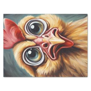 Cluck & Gasp: Shocked Chicken Face Decoupage Tissue Paper