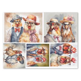 Clucky Couture: Fashionable Fowl in Decoupage Tissue Paper