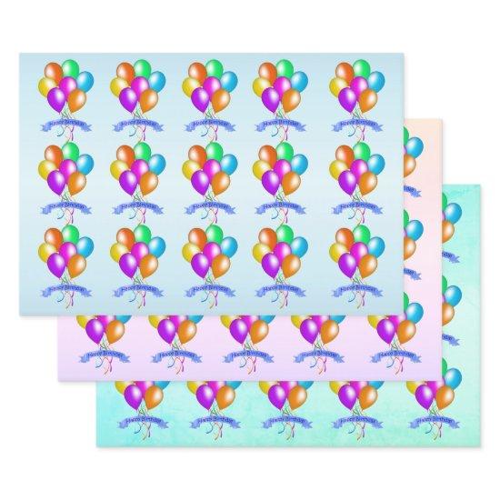 Clusters of Bright Festive Balloons Happy Birthday  Sheets