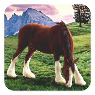 Clydesdale Sunset Square Sticker