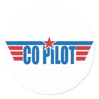 Co-Pilot Wings Badge - Aviation Classic Round Sticker