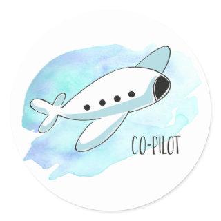 Co-Pilot with Plane Classic Round Sticker