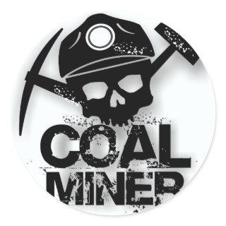COAL MINER SKULL CLASSIC ROUND STICKER