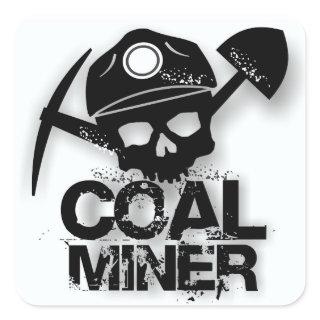 COAL MINER SKULL SQUARE STICKER