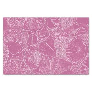 Coastal Beach Sea Shell Pink White Decoupage Tissue Paper