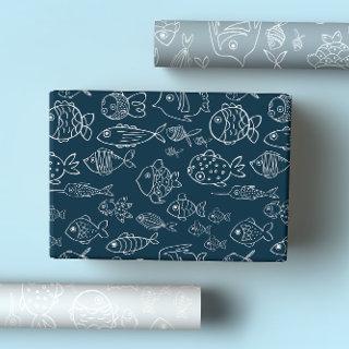 Coastal Blues Cute Ocean Fish   Sheets
