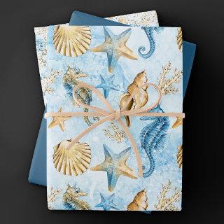Coastal Chic | Modern Blue and Gold Under the Sea  Sheets
