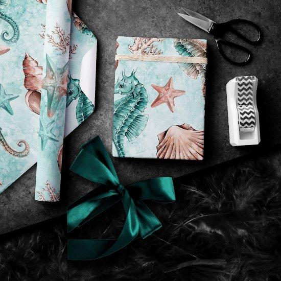 Coastal Chic | Teal and Coral Reef Pastel Pattern