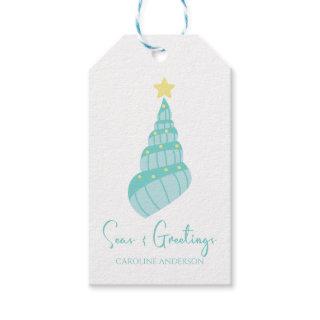 Coastal Seas and Greetings Shell Tree Gift Tag