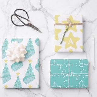 Coastal Seas and Greetings Shell With Initial  Sheets