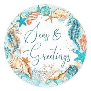 Coastal SEAS & GREETINGS Seahorse Shells Classic Round Sticker