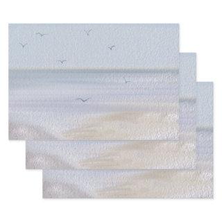 Coastal Shoreline Beach Watercolor  Sheets