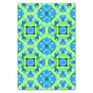 Cobalt Blue and Lime Green Tie Dye Pattern Tissue Paper