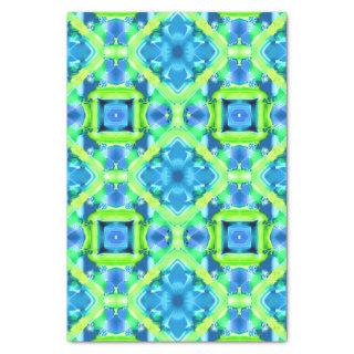 Cobalt Blue and Lime Green Tie Dye Pattern Tissue Paper