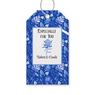 Cobalt Blue on Blue Protea Flower Matching Gift Tags
