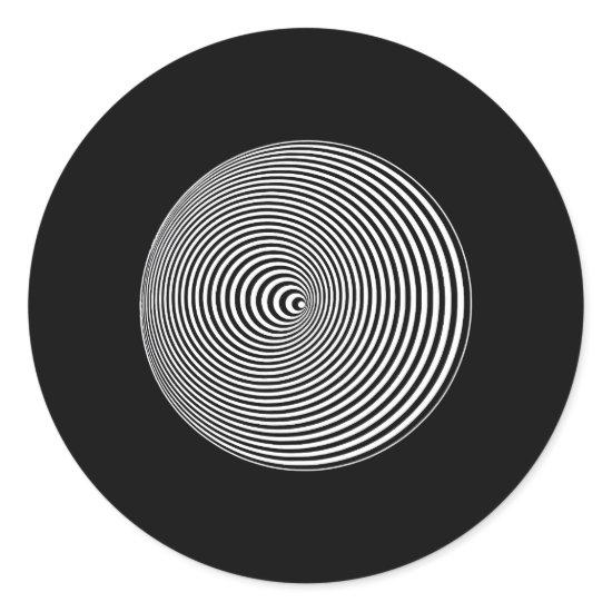 Cocentric Black White Circles Optical Illusion Tri Classic Round Sticker