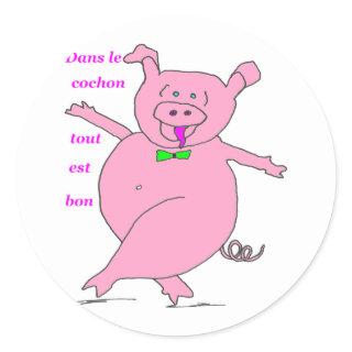 COCHON EVERYTHING IS GOOD 1.PNG CLASSIC ROUND STICKER