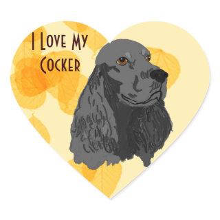 Cocker ~ I Love My Black Cocker Heart Sticker