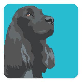 Cocker Spaniel - Black - Basic Breed Templates Square Sticker