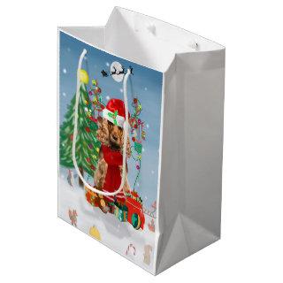 Cocker Spaniel Dog in Snow with Christmas Gifts   Medium Gift Bag