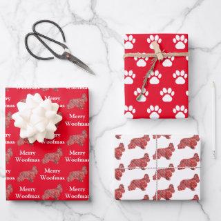 Cocker Spaniel Dog Silhouette Red Merry Woofmas  Sheets
