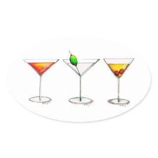 Cocktail Mixed Drinks Martini Cosmopolitan Cosmo Oval Sticker