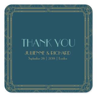 Coco | Art Deco Style Wedding "Thank you" Square Sticker