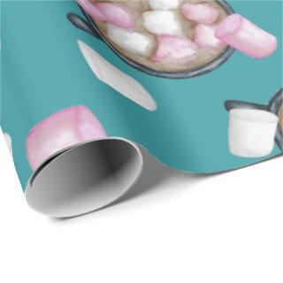 Cocoa marshmallow hot chocolate mug winter teal