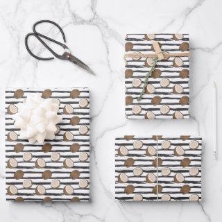 Coconuts on Grunge Stripes Pattern  Sheets