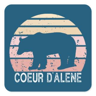 Coeur d'Alene Idaho Retro Bear Square Sticker
