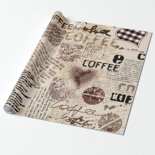 Coffee. Abstract coffee pattern on brown backgroun
