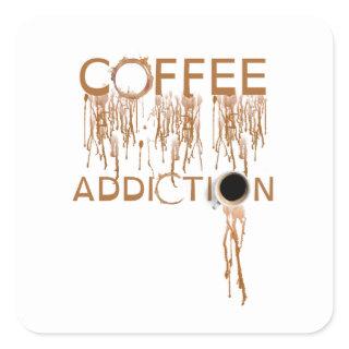 coffee addiction square sticker