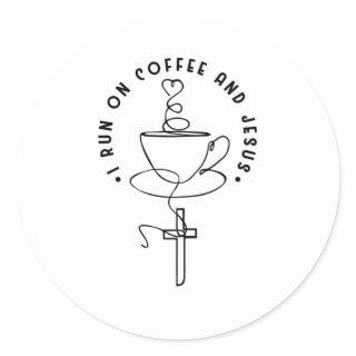 Coffee and Jesus Lovers Christian Cross Classic Round Sticker