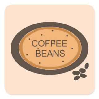 Coffee Bean Sign in Orange and Brown Square Sticker