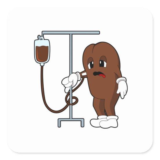 Coffee bean with Coffee pot Square Sticker