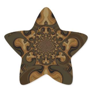 Coffee Brown Fluid Kaleidoscope Art Print Star Sticker