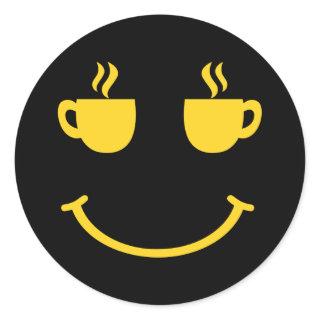 Coffee Cup Smile Classic Round Sticker