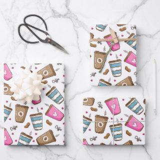 Coffee Cups, Coffee Beans, Hearts, Coffee Lover  Sheets