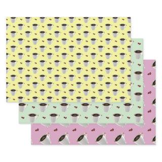 COFFEE CUPS ON PASTEL BACKGROUNDS  SHEETS