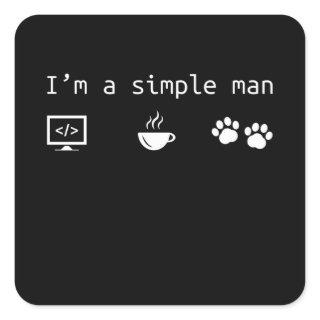 Coffee, Dog Lover & Programmer Gift Square Sticker