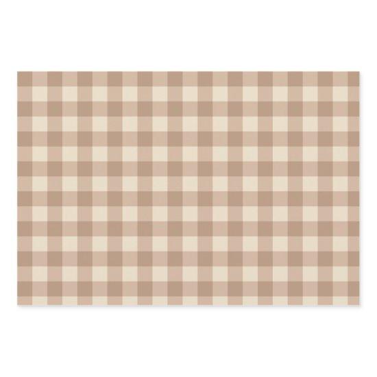 Coffee Esthetic Beige and White Gingham Pattern  Sheets