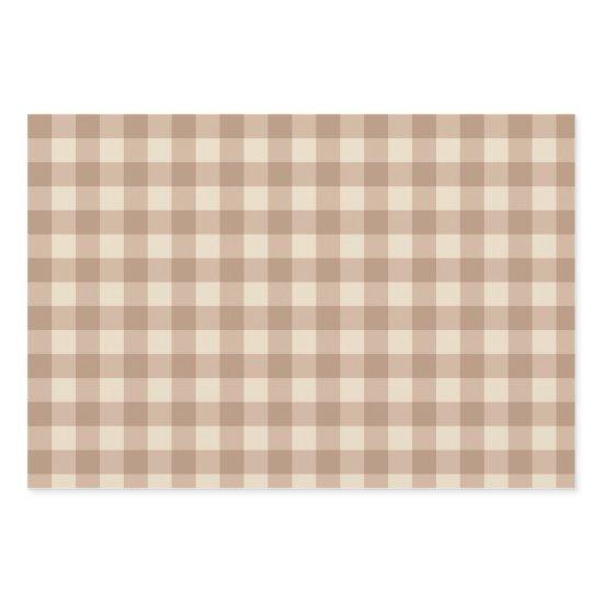 Coffee Esthetic Beige and White Gingham Pattern  Sheets