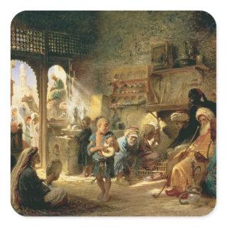 Coffee House in Cairo, 1870s Square Sticker