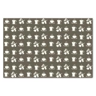 Coffee Lovers Pattern on Brown Tissue Paper