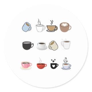 Coffee Mugs Designs Pattern Classic Round Sticker