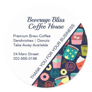 Coffee Shop Cafe Thank You Business Classic Round Sticker